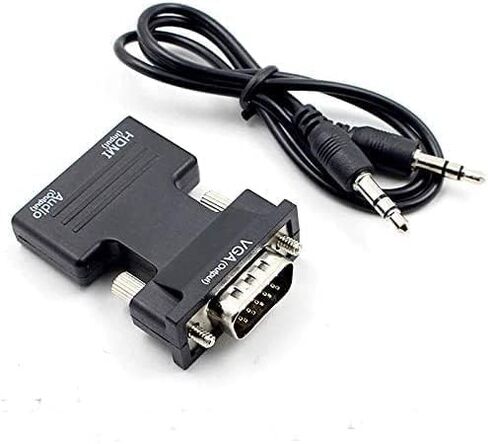 محول HDMI إلى VGA مع كابل صوت 3.5 مم، محول HDMI إلى VGA 1080P 60 هرتز، محول متوافق مع HDMI أنثى إلى VGA ذكر للكمبيوتر المحمول (HDMI) إلى شاشة عرض التلفزيون (VGA) in Kuwait