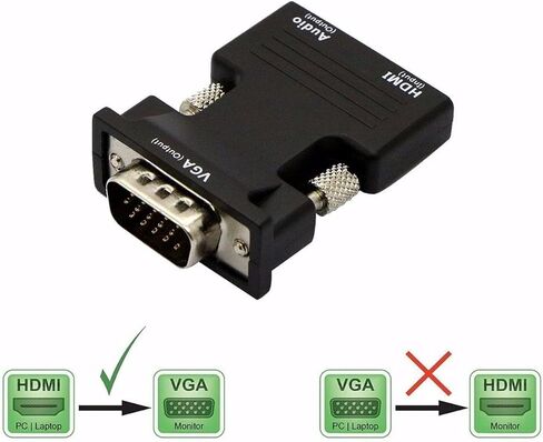 محول HDMI إلى VGA مع كابل صوت 3.5 مم، محول HDMI إلى VGA 1080P 60 هرتز، محول متوافق مع HDMI أنثى إلى VGA ذكر للكمبيوتر المحمول (HDMI) إلى شاشة عرض التلفزيون (VGA) in Kuwait