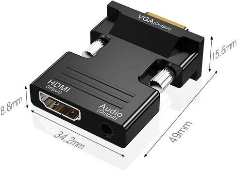 محول HDMI إلى VGA مع كابل صوت 3.5 مم، محول HDMI إلى VGA 1080P 60 هرتز، محول متوافق مع HDMI أنثى إلى VGA ذكر للكمبيوتر المحمول (HDMI) إلى شاشة عرض التلفزيون (VGA) in Kuwait