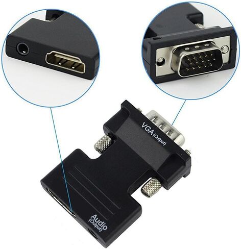 محول HDMI إلى VGA مع كابل صوت 3.5 مم، محول HDMI إلى VGA 1080P 60 هرتز، محول متوافق مع HDMI أنثى إلى VGA ذكر للكمبيوتر المحمول (HDMI) إلى شاشة عرض التلفزيون (VGA) in Kuwait