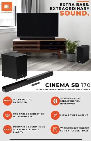 JBL Bar 2.1 - مكبر صوت للقناة مع مضخم صوت لاسلكي in Kuwait