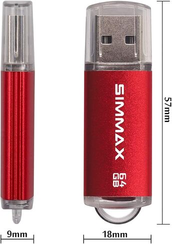 محرك فلاش SIMMAX 2 حزمة 64 جيجابايت USB 2.0 محركات أقراص فلاش محرك الإبهام محرك أقراص القلم مع مؤشر LED (أحمر أرجواني) in Kuwait