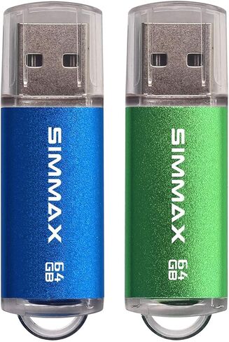 محرك فلاش SIMMAX 2 حزمة 64 جيجابايت USB 2.0 محركات أقراص فلاش محرك الإبهام محرك أقراص القلم مع مؤشر LED (أحمر أرجواني) in Kuwait