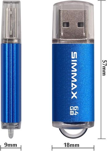 محرك فلاش SIMMAX 2 حزمة 64 جيجابايت USB 2.0 محركات أقراص فلاش محرك الإبهام محرك أقراص القلم مع مؤشر LED (أحمر أرجواني) in Kuwait
