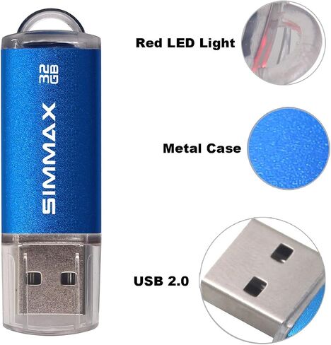 SIMMAX 2 Pack 16GB USB 2.0 Flash Drive Memory Stick Thumb Drive Pen Drive مع مؤشر LED (أزرق أخضر) in Kuwait