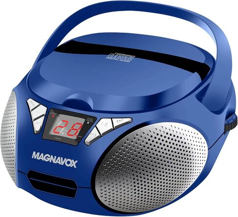 Magnavox MD6924-BL صندوق Boombox المحمول ذو التحميل العلوي مع راديو ستيريو AM/FM باللون الأزرق | متوافق مع أقراص CD-R/CD-RW | شاشة LED | منفذ AUX مدعوم | مشغل أقراص مضغوطة قابل للبرمجة | in Saudi Arabia