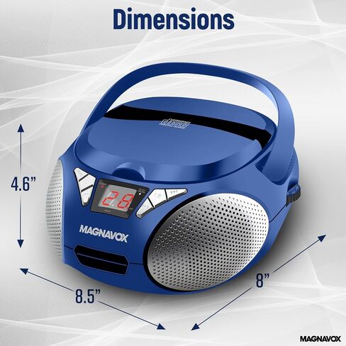 Magnavox MD6924-BL صندوق Boombox المحمول ذو التحميل العلوي مع راديو ستيريو AM/FM باللون الأزرق | متوافق مع أقراص CD-R/CD-RW | شاشة LED | منفذ AUX مدعوم | مشغل أقراص مضغوطة قابل للبرمجة | in Saudi Arabia