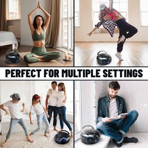 Tyler Portable Boombox CD Player AM/FM Radio Combo, Dynamic Boom Box CD Players for Home/Outdoor Portable Stereo with Speakers, Long Antenna for Best Reception Aux Input/3.5mm Headphone Jack, Blue in Saudi Arabia