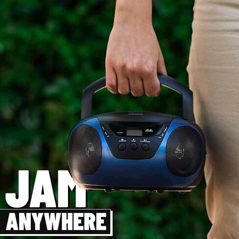 Tyler Portable Boombox CD Player AM/FM Radio Combo, Dynamic Boom Box CD Players for Home/Outdoor Portable Stereo with Speakers, Long Antenna for Best Reception Aux Input/3.5mm Headphone Jack, Blue in Saudi Arabia