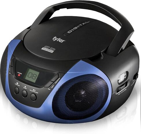 Tyler Portable Boombox CD Player AM/FM Radio Combo, Dynamic Boom Box CD Players for Home/Outdoor Portable Stereo with Speakers, Long Antenna for Best Reception Aux Input/3.5mm Headphone Jack, Blue in Saudi Arabia