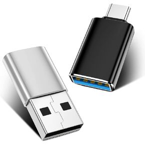 MOZOTER [2 Pack] Converter USB C to USB Adapter (1 Pack)&USB to USB C Adapter (1 Pack) [Aluminum Shell] for iPhone/PC/Samsung/Airpods Laptop/MacBook /iPad//CarPlay/Google/etc-Black/Sliver in Kuwait