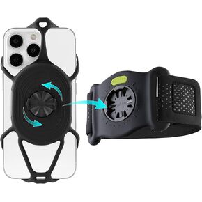 【Bone】 Run + Bike Tie Connect Kit, 360° Rotation Universal Bike Phone Mount + Running Armband, Fits 4.7"-7.2" Phones, for iPhone 13 12 11 Pro Max Mini Samsung Galaxy S20 Note and More