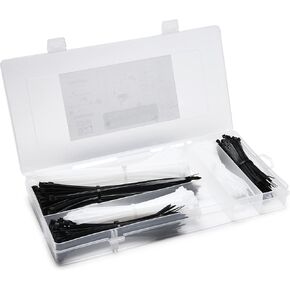 4", 6", 8", 12" Black Cable Zip Ties Assortment (400 Pack, 100 each size) - 40lbs Tensile Strength - Self-Locking Premium Nylon Cable Wire Ties for Indoor and Outdoor by Bolt Dropper