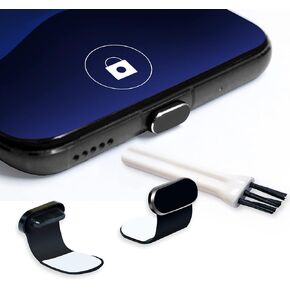 أغطية منافذ USB-C (عبوة من قطعتين) بلمسة نهائية من الألومنيوم، متوافقة مع هواتف Samsung Galaxy وAndroid والهواتف المحمولة - سدادات غبار قابلة للتركيب، تتضمن أداة تنظيف in Kuwait