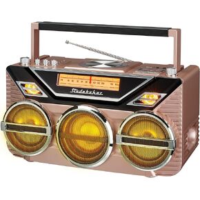 Retro Studebaker Avanti Stereo Boombox with CD, FM Stereo Radio, Bluetooth Receive and Transmit, LED Light Show and 15W Subwoofer for High Power Bass (Black) in Saudi Arabia
