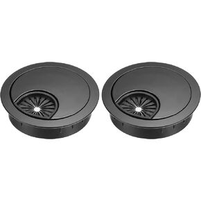 YOKIVE 2Pcs Desk Cable Hole Cover, Zinc Alloy Cord Raceway Great for Office, Home, Daily Use (50mm, Black) in Kuwait