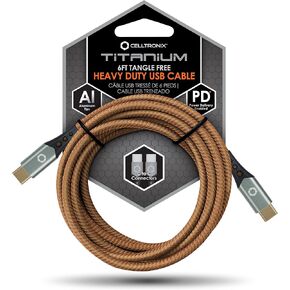 *كابل صوت Celltronix MCX Titanium 6FT عالي التحمل خالٍ من التشابك 3.5 مم إلى 3.5 مم AUX/مساعد. بني ليبقى! يشتمل على أطراف من الألومنيوم للاتصال الأمثل