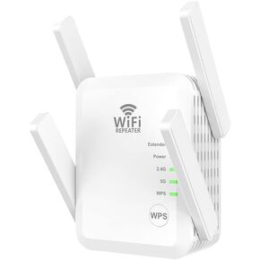 معزز إشارة موسع WiFi يصل إلى 8000 قدم مربع و45 جهازًا، موسع نطاق WiFi، مكرر الإنترنت اللاسلكي، مضخم صوت طويل المدى، نقطة الوصول، إعداد مفتاح واحد، يدعم منفذ Ethernet in Kuwait