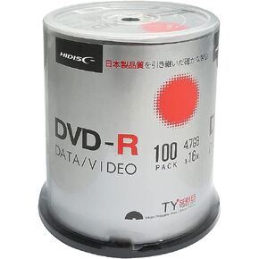 HIDISC TY Series DVD-R 16X 4.7GB White Inkjet Hub Printable DVD-R - 100 Cake Box in Saudi Arabia