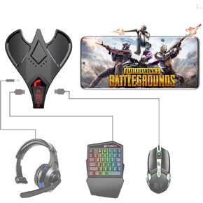 محول لوحة مفاتيح وماوس arVin للهاتف/الكمبيوتر اللوحي الذي يعمل بنظام Android، محول ماوس لوحة مفاتيح الألعاب المحمولة مع أوضاع مزدوجة سلكية/لاسلكية، مقبس سماعة رأس 3.5 مم، تشغيل جميع الألعاب لـ PUBG، Call of Duty، Free Fire in Kuwait