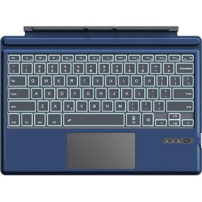 MoKo Type Cover Fit Microsoft Surface Pro 7 Plus/Pro 7/ Pro 6/ Pro 5/Pro 4/3, Ultra-Slim Wireless Bluetooth Tablet Keyboard with Trackpad, 7-Color LED Backlit, Built-in Rechargeable Battery, Indigo