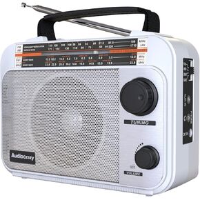 Multi-Band AM/FM/SW1-2 Radio Transistor Radio AC or Battery Operated with Best Reception Big Speaker and Precise Tuning Knob with AUX in & 3.5mm Earphone Jack