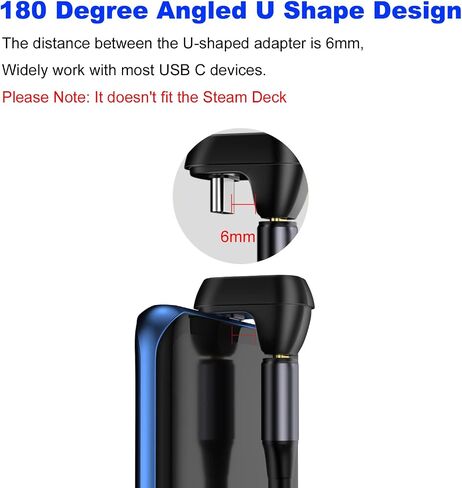 ارمي محول USB C على شكل حرف U (عبوتان)، موسع بزاوية 180 درجة من النوع C ذكر الى انثى يدعم نقل البيانات 40Gbps وشحن سريع 100 واط لجهاز سويتش وماك بوك برو واير واللابتوب والتابلت والموبايلات in Kuwait