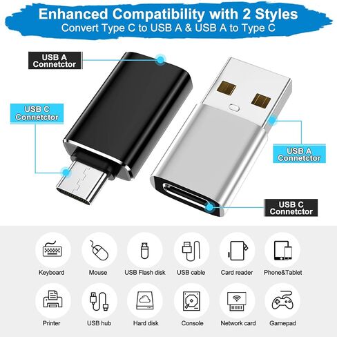 موزوتر [غلاف من الالومنيوم] محول USB C ذكر الى USB انثى ومحول USB ذكر الى USB C انثى يدعم الشحن السريع ونقل البيانات in Kuwait