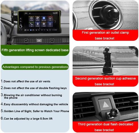 Car Phone Holder for Honda Civic 2016-2021, Black, fits iPhone and All Smartphones in Saudi Arabia
