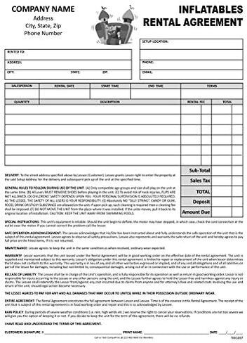 Inflatable Rental Agreement in Black & White / 8 1/2 X 11/2 Part / TMG097 (100) in Saudi Arabia