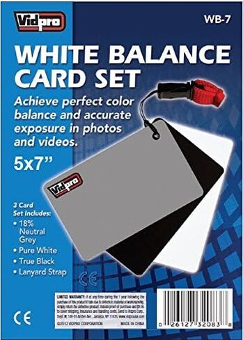 Vidpro White Balance 3 Card Set with Lanyard Strap 2"x3" Inch Grey, Black, White in Box in Saudi Arabia