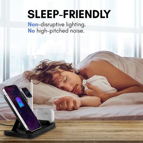 C&Berg 4 in 1 Charging Station Apple, 15W Fast Charger Portable Dock Stand, Compatible w/Qi-Certified Devices, iPhone 13/13 Pro/12/12 Pro/SE/11/X NoteS8/9/10, iWatch, Airpods & Apple Pencil 3 in 1 in Saudi Arabia