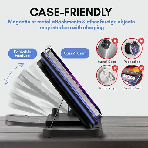 C&Berg 4 in 1 Charging Station Apple, 15W Fast Charger Portable Dock Stand, Compatible w/Qi-Certified Devices, iPhone 13/13 Pro/12/12 Pro/SE/11/X NoteS8/9/10, iWatch, Airpods & Apple Pencil 3 in 1 in Saudi Arabia