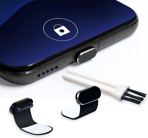 أغطية منافذ USB-C (عبوة من قطعتين) بلمسة نهائية من الألومنيوم، متوافقة مع هواتف Samsung Galaxy وAndroid والهواتف المحمولة - سدادات غبار قابلة للتركيب، تتضمن أداة تنظيف in Kuwait