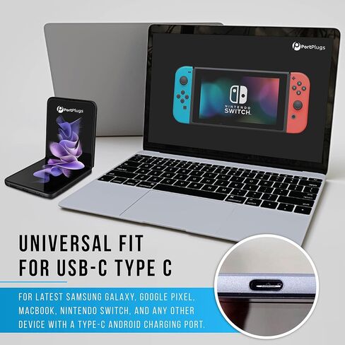 أغطية منافذ USB-C (عبوة من قطعتين) بلمسة نهائية من الألومنيوم، متوافقة مع هواتف Samsung Galaxy وAndroid والهواتف المحمولة - سدادات غبار قابلة للتركيب، تتضمن أداة تنظيف in Kuwait