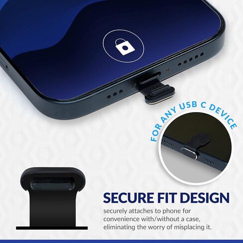 أغطية منافذ USB-C (عبوة من قطعتين) بلمسة نهائية من الألومنيوم، متوافقة مع هواتف Samsung Galaxy وAndroid والهواتف المحمولة - سدادات غبار قابلة للتركيب، تتضمن أداة تنظيف in Kuwait