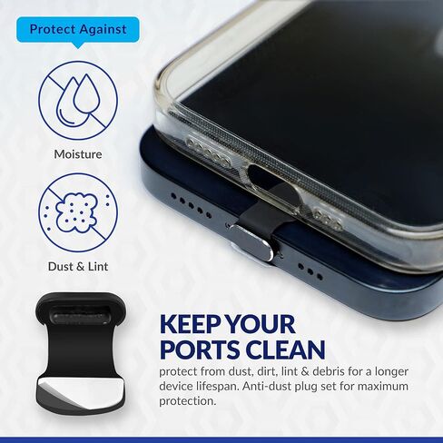 أغطية منافذ USB-C (عبوة من قطعتين) بلمسة نهائية من الألومنيوم، متوافقة مع هواتف Samsung Galaxy وAndroid والهواتف المحمولة - سدادات غبار قابلة للتركيب، تتضمن أداة تنظيف in Kuwait