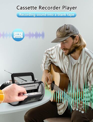 Boombox Cassette Player AM FM Radio : مشغل شريط كاسيت محمول ريترو مسجل مع مكبر صوت ستيريو مزدوج، جاك سماعة أذن قياسي، صندوق كاسيت مزود ببطاريات خلايا 4 D أو طاقة التيار المتردد in Kuwait