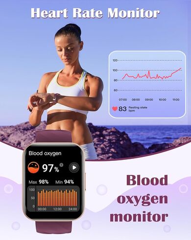 RUIMEN Smart Watches for Men Women, Bluetooth Calls, Fitness Tracker Black | for iPhone/Android Phones, 1.85" HD, Heart Rate Monitor Sleep Tracker, Step Calories Counter, 100+ Sports Types, Waterproof in Kuwait