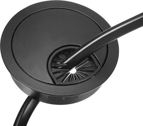 YOKIVE قطعتان من غطاء فتحة كابل المكتب، سلك من سبائك الزنك رائع للمكتب والمنزل والاستخدام اليومي (50 مم، أسود) in Saudi Arabia