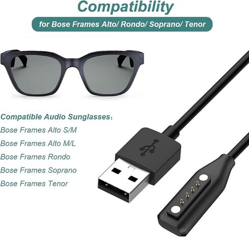 كيس سمارت شاحن لاطارات بوز التو/روندو/سوبرانو/تينور، كابل شحن USB مغناطيسي بديل لنظارات بوز فريمز الصوتية (قطعتين) in Saudi Arabia
