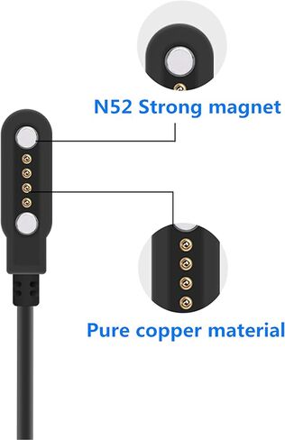 كيبل شحن للساعة الذكية من مييكيو بي، كيبل شحن USB مغناطيسي شامل للساعة الذكية/متعقب اللياقة البدنية 4 دبابيس، مسافة دبوس الاتصال 7.62 ملم in Kuwait