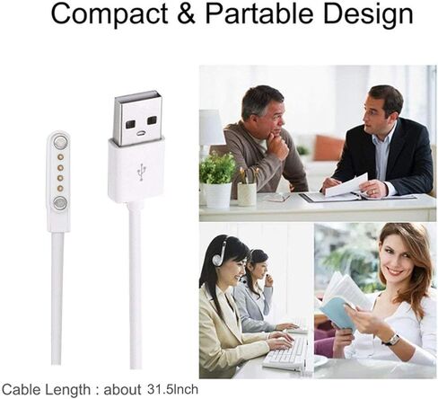 Charging Cable for Smart Watch, 4 Pins Magnetic Adsorption USB Charger Cable for Bluetooth Smart Watches: Picture Size is Correct（Be Sure to Check） (4 Pin) in Kuwait
