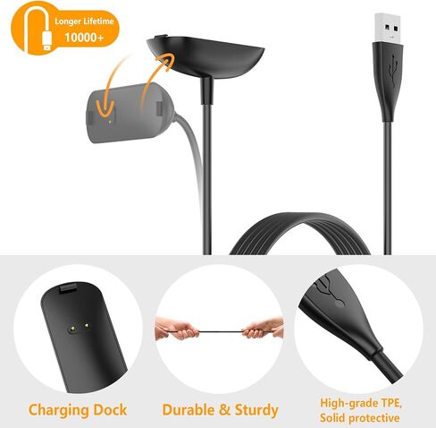 كابل شاحن Hianjoo مكون من قطعتين متوافق مع Fit bit Ace 3/ Inspire 2 (ليس من أجل Inspire/Inspire HR)، محول كابل شحن USB بديل بطول 100 سم متوافق مع Ace 3/ Inspire 2 Smartwatch in Kuwait