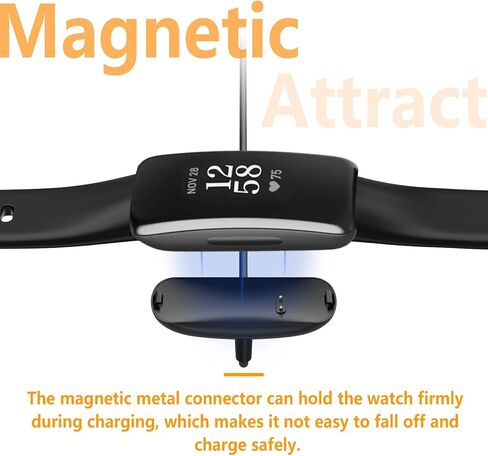 كابل شاحن Hianjoo مكون من قطعتين متوافق مع Fit bit Ace 3/ Inspire 2 (ليس من أجل Inspire/Inspire HR)، محول كابل شحن USB بديل بطول 100 سم متوافق مع Ace 3/ Inspire 2 Smartwatch in Kuwait