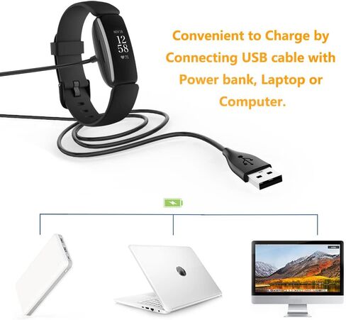 كابل شاحن Hianjoo مكون من قطعتين متوافق مع Fit bit Ace 3/ Inspire 2 (ليس من أجل Inspire/Inspire HR)، محول كابل شحن USB بديل بطول 100 سم متوافق مع Ace 3/ Inspire 2 Smartwatch in Kuwait