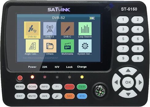 ERYUE مكتشف الأقمار الصناعية، ST-5150 DVB-S2/T2/C كومبو HD مكتشف إشارة الأقمار الصناعية الرقمية المحمولة إشارة الأقمار الصناعية مكتشف الأقمار الصناعية H.265 HEVC MPEG-4 4.3 بوصة TFT LCD الولايات المتحدة التوصيل in Kuwait