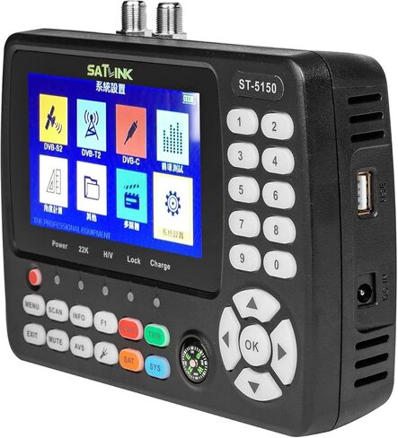 ERYUE مكتشف الأقمار الصناعية، ST-5150 DVB-S2/T2/C كومبو HD مكتشف إشارة الأقمار الصناعية الرقمية المحمولة إشارة الأقمار الصناعية مكتشف الأقمار الصناعية H.265 HEVC MPEG-4 4.3 بوصة TFT LCD الولايات المتحدة التوصيل in Kuwait