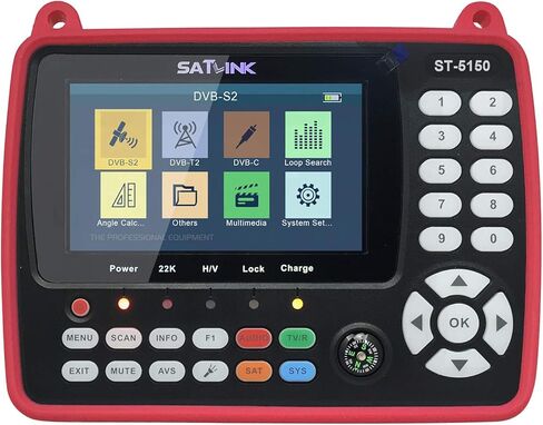 ERYUE مكتشف الأقمار الصناعية، ST-5150 DVB-S2/T2/C كومبو HD مكتشف إشارة الأقمار الصناعية الرقمية المحمولة إشارة الأقمار الصناعية مكتشف الأقمار الصناعية H.265 HEVC MPEG-4 4.3 بوصة TFT LCD الولايات المتحدة التوصيل in Kuwait