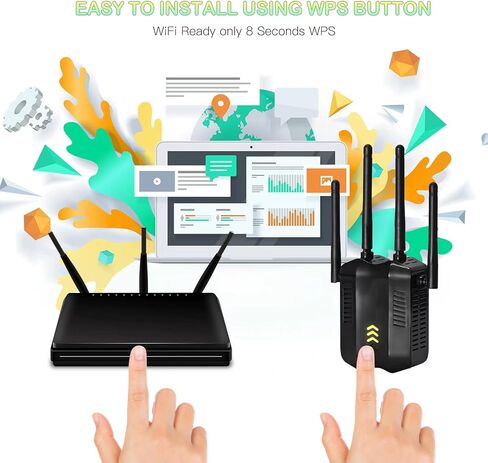 2023 ترقية AC1200M، معزز إشارة موسعات WiFi للمنزل، غطاء طويل المدى يصل إلى 8000sq مكرر واي فاي مزدوج النطاق، مع وضع نقطة الوصول إلى منفذ إيثرنت in Kuwait